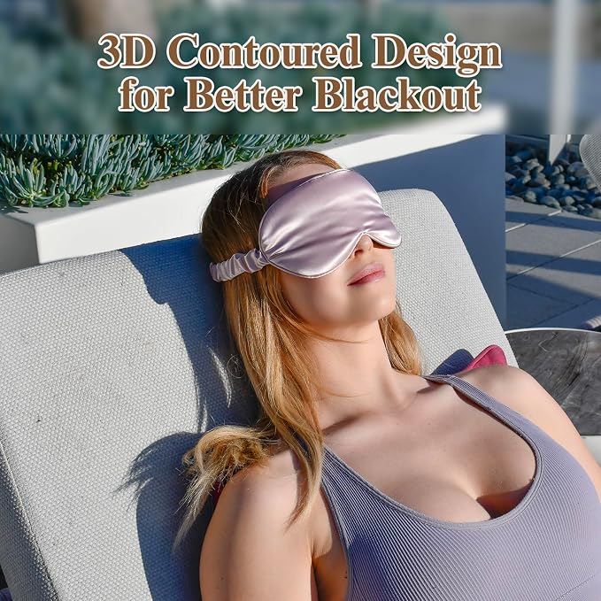BeeVines 2 Pack 3D Contoured Sleep Mask 22 Momme Mulberry Silk Sleeping Eye - Image 4