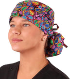 Sparkling EARTH Big Hair Ponytail Classic Surgical Style Scrub Working Cap by SparklingEARTH