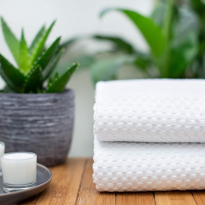 COTTON CRAFT- Euro Spa Set of 2 Luxury Waffle Weave Bath Sheets, Oversized Pure - Image 4