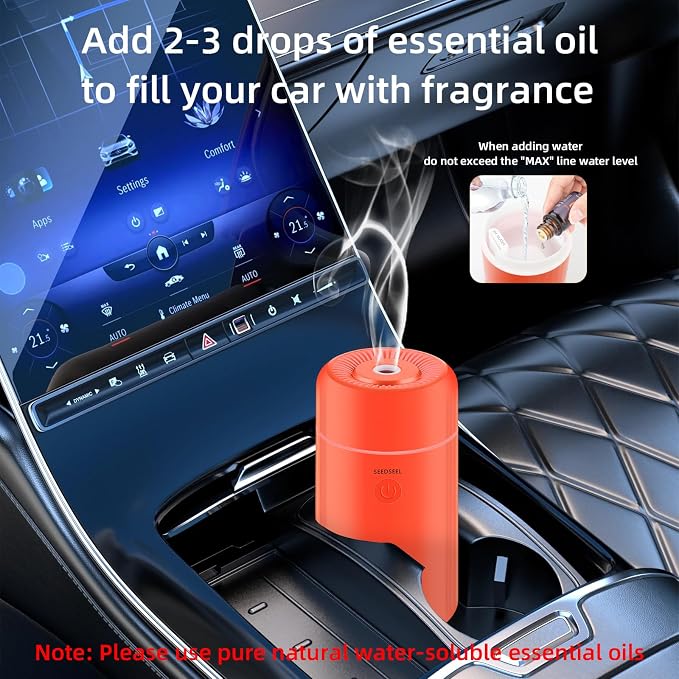 SEEDSEEL 100ML Car Essential Oil Diffuser, Mini Air Humidifier - Image 4