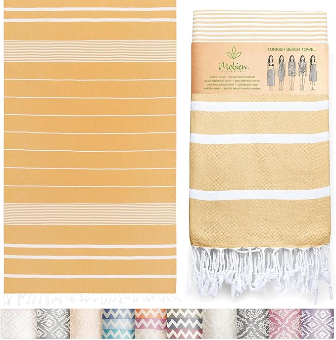 Premium Turkish Beach Towel – 100% Cotton, Quick Dry, Sand Free, Oversized by MEBIENTOUCHEDELANATURE