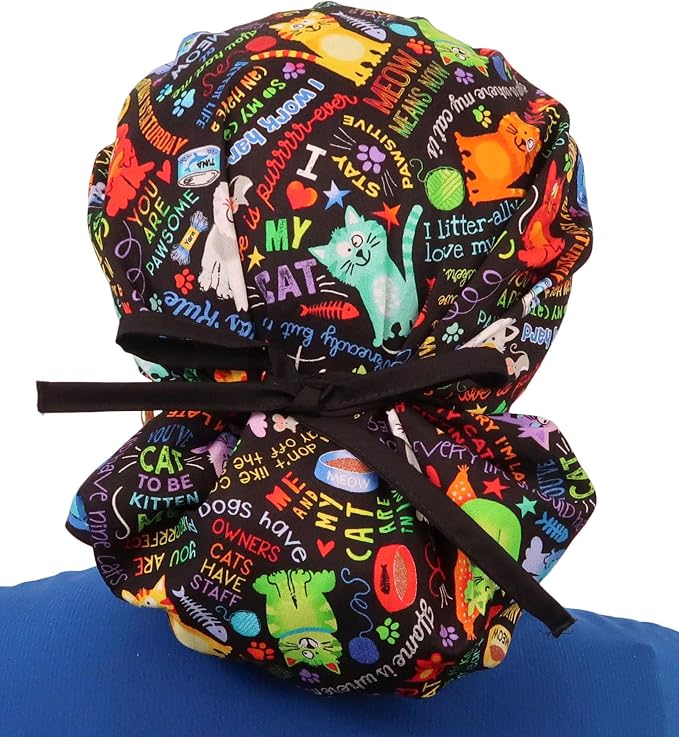 Sparkling EARTH Banded Bouffant Surgical Scrub Ponytail Working Caps and - Image 2