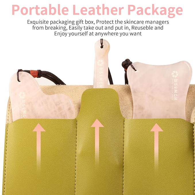 Skin Care Set, 1 Pack 3 in 1 Jade Gua Sha Massager, Guasha Tool - Image 6