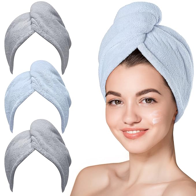 Hicober Microfiber Hair Towel, 3 Packs Hair Turbans by Hicober