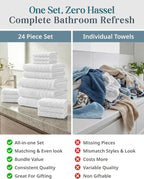 24 Piece Towels for Bathroom – 100% Cotton Bath Towel Set, 2 Bath Sheet - Image 5