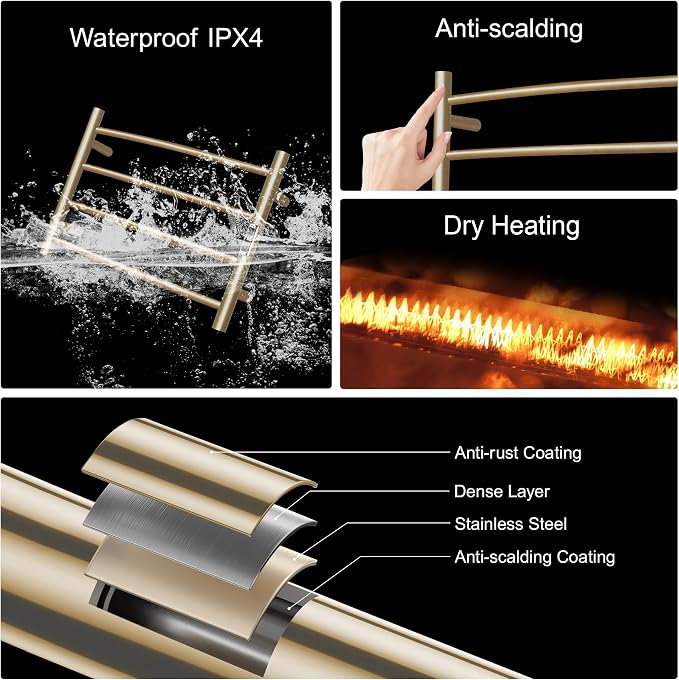Towel Warmer Bathroom Wall Mounted Drying Rack Plug-in Electric Heated Towel - Image 7