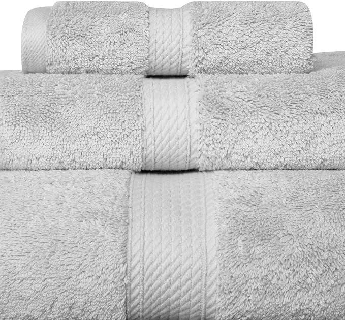 SUPERIOR Egyptian Cotton Pile 3 Piece Towel Set, Includes 1 Bath, 1 Hand - Image 4