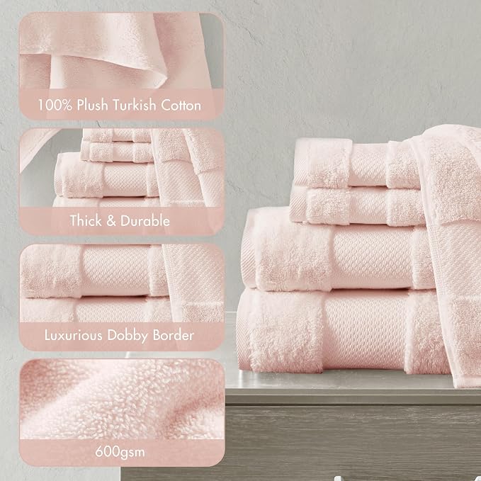Madison Park Turkish 100% Cotton 600Gsm Luxury Premium Thick Soft Absorbent - Image 4