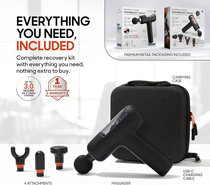 Sharper Image PowerBoost Circuit Massage Gun Deep Tissue Percussion Massager - Image 4