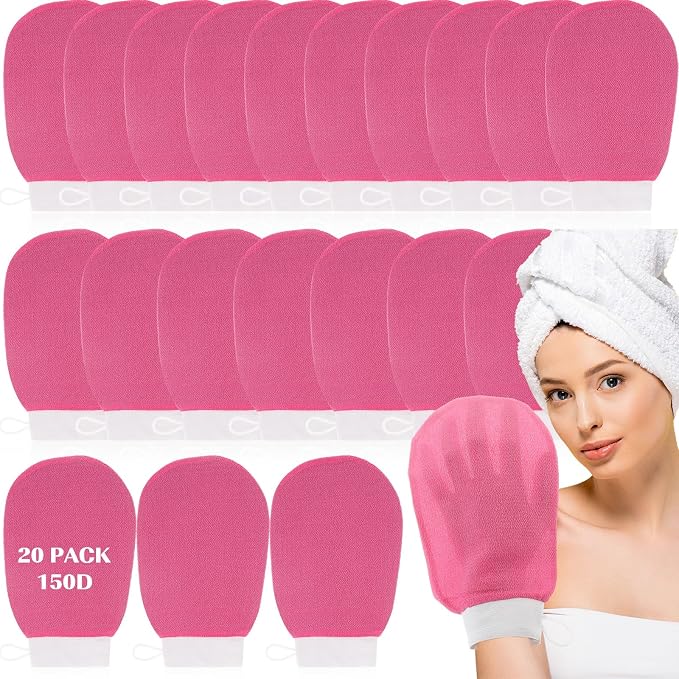 FoldTier 20 Pcs Exfoliating Glove Bulk Summer Exfoliator Mitt Body Scrubber by FoldTier
