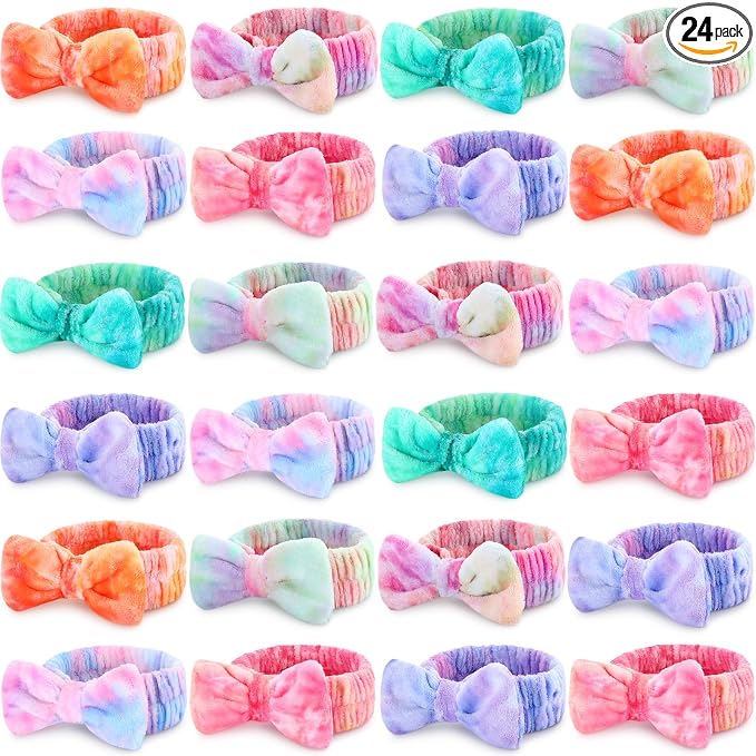 Riceshoot 24 Pieces Spa Headband Skincare Microfiber Tie Dye Headband Elastic by Zuqqaaoor