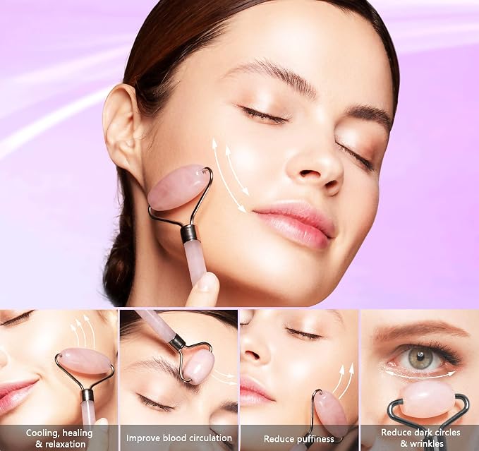 Mina Heal Jade Roller for Face, Lymphatic Drainage Massager & Gua Sha Facial - Image 3