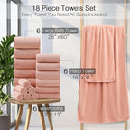 18 Piece Family Bath Towel Set Include 6 Bath Towels, 6 Hand Towels and 6 - Image 3