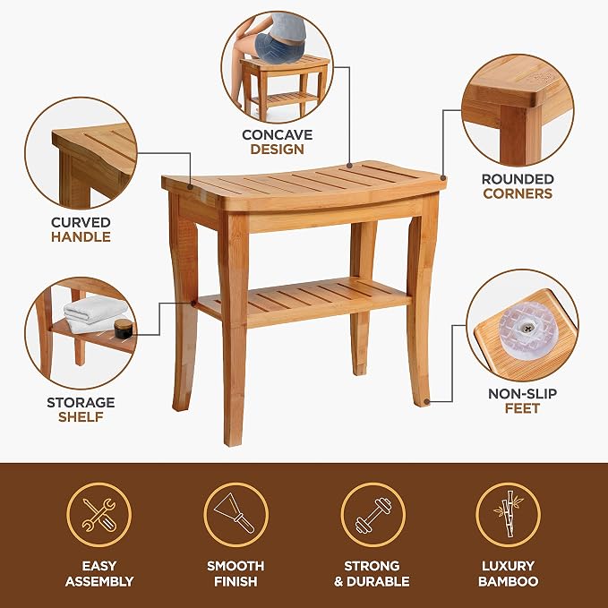 Bamboo Shower Bench - Image 4