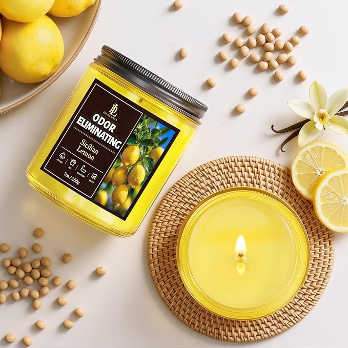 Sicilian Lemon Odor Eliminating Highly Fragranced Candle, Eliminates 95% of - Image 5