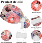 Women Working Cap with Buttons Bouffant Hat Autumn Leaves Nurse Scrub Caps Long - Image 4