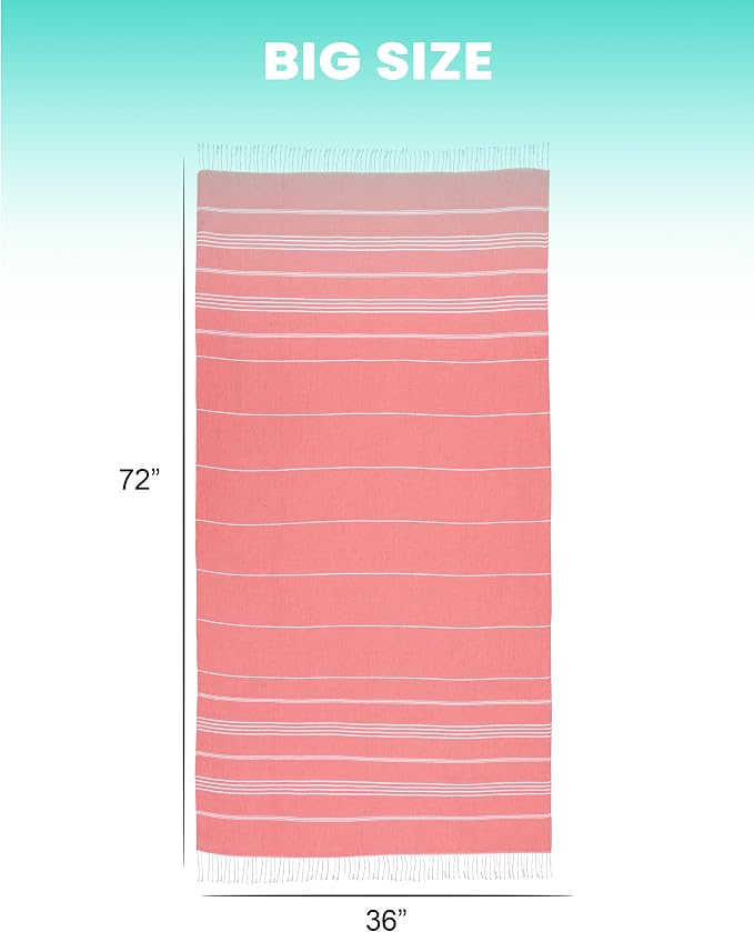 2 Packs Cotton Turkish Beach Towels Swim Towel Compact Oversized Sand Free - Image 4