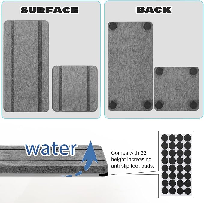 4PCS Stone Drying Trays for Bathroom Sink and Kitchen Counter - Image 4