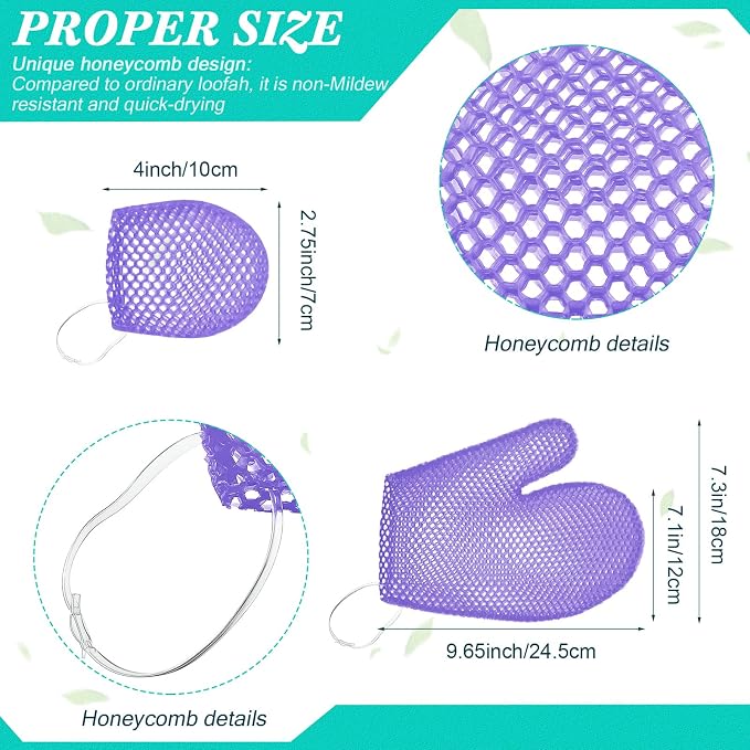Karenhi 2 Pcs Honeycomb Exfoliating Glove Set Exfoliating Bath Mitt Honeycomb - Image 6