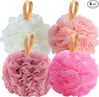 Fishent Loofah Bath Sponge, 4 Pack 70g Shower Loofahs Soft Mesh Pouf Shower by Fishent