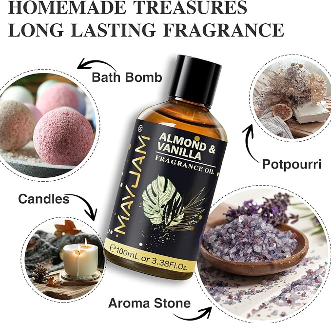 Almond & Vanilla Fragrance Oil Essential Oil, MAYJAM 3.38FL.OZ Almond & Vanilla - Image 6
