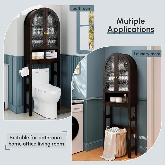 Over The Toilet Storage Cabinet, Arched Bathroom Organizer and Storage - Image 7
