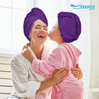 KEEPOZ Hair Towel Wrap Quick Dry 100% Cotton Super Absorbent Turban Head Wrap - Image 6