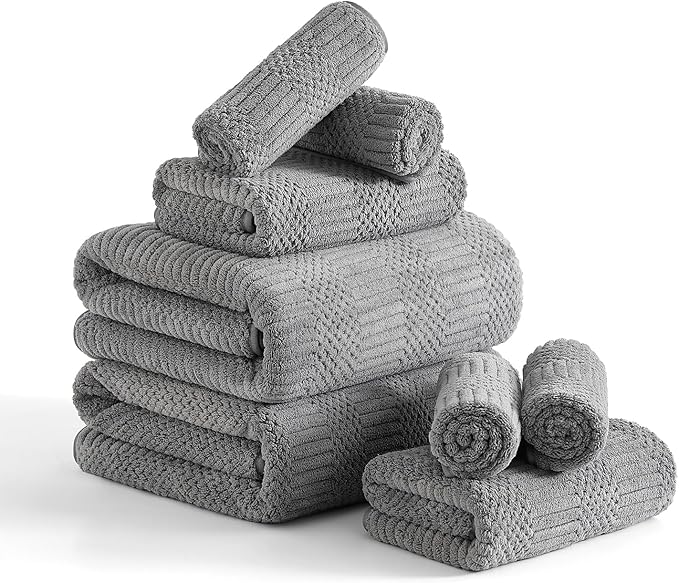 8 Piece Bath Towel Set-2 Oversized Bath Sheets, 2 Hand Towels, 4 by Ycosy