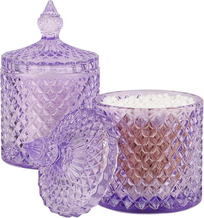 2 Pack Qtip Holder Thick Glass Apothecary Jars by rejomiik