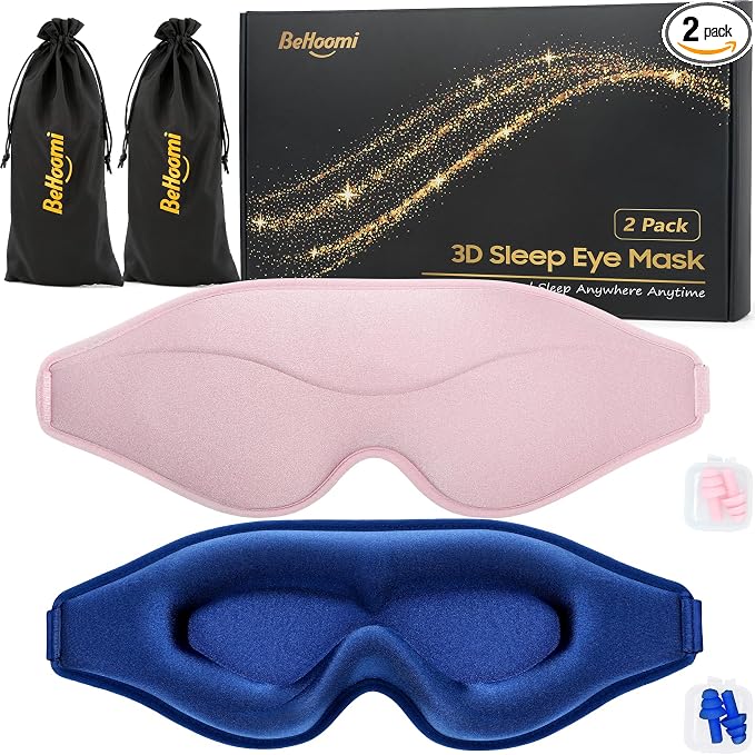 BeHoomi Sleep Mask, 2 Packs Premium Eye Mask by BeHoomi
