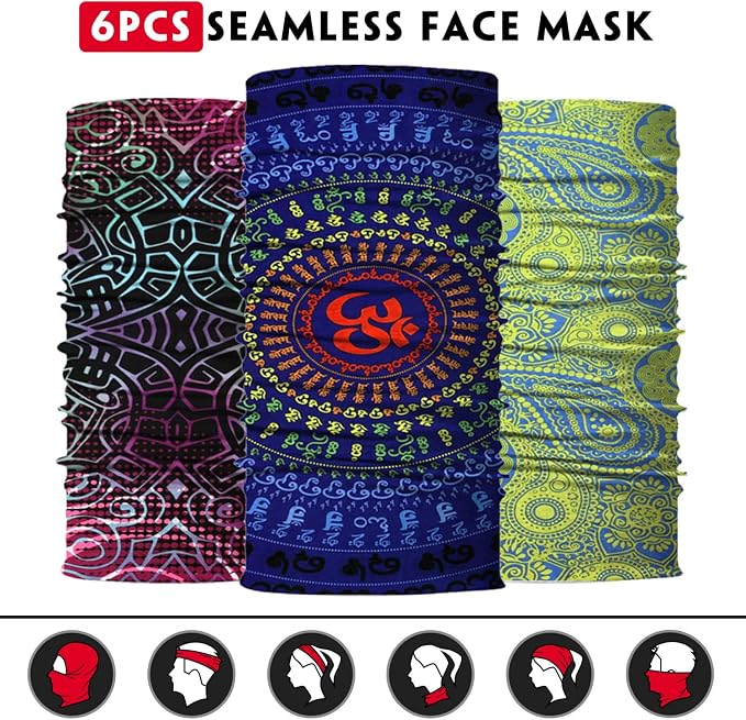 Venswell Neck Gaiter Face Mask Men Women, Seamless Bandana Rave Face Cover - Image 4