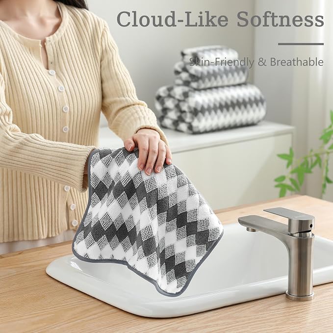 8 Piece Bathroom Towel Set Dark Grey|2 Oversized Large Bath Towels Sheet - Image 8