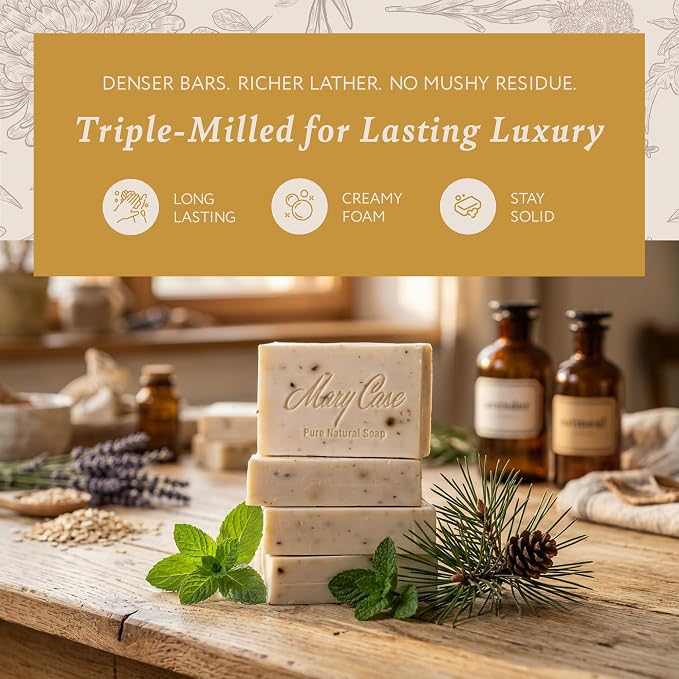 Mary Case Goat Milk & Pine Tar Bar Soap Set of 4 | Natural Soap - Image 3