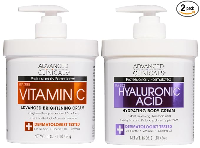 Advanced Clinicals Hyaluronic Acid Moisturzier + Brightening Vitamin C Cream by AdvancedClinicals
