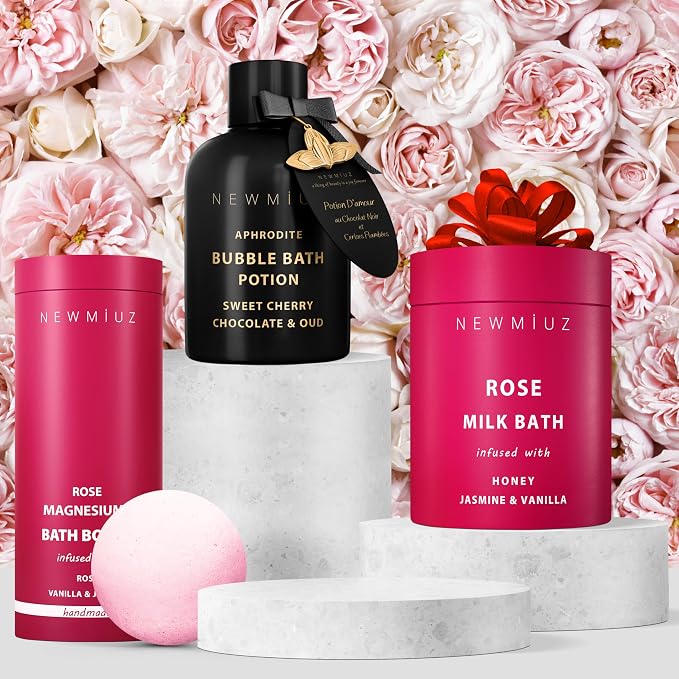 Magnesium Rose Vanilla Bath Bomb Mega Foaming Bubbles Infused - Image 5