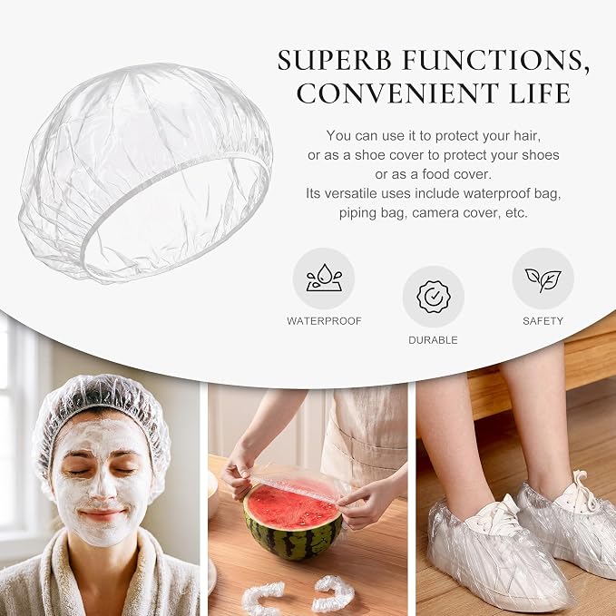 120 PCS Disposable Shower Caps – Large Thick Waterproof Stretchable Clear - Image 5
