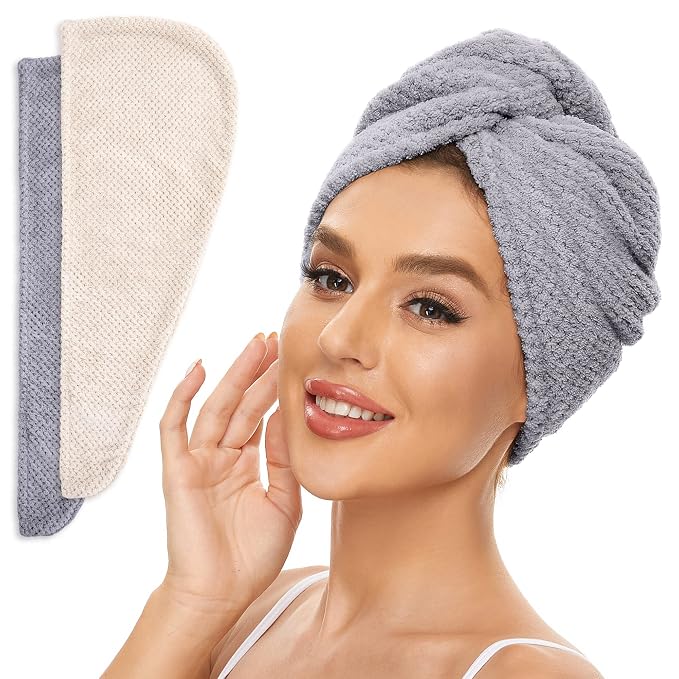 SimpleField 2 Pack Microfiber Hair Towel Wrap by SimpleField