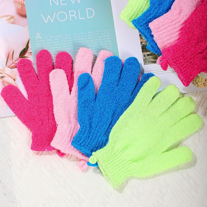 4 Pairs Bath Exfoliating Gloves Scrub, Double Sided Bath Mitts Scrubs - Image 7