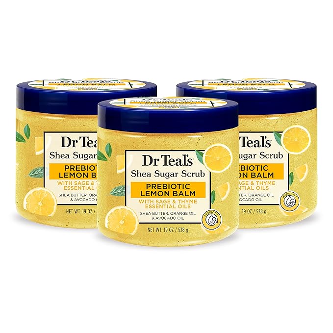 Dr Teal's Shea Sugar Scrub, Prebiotic Lemon Balm, 19 oz by DrTeals