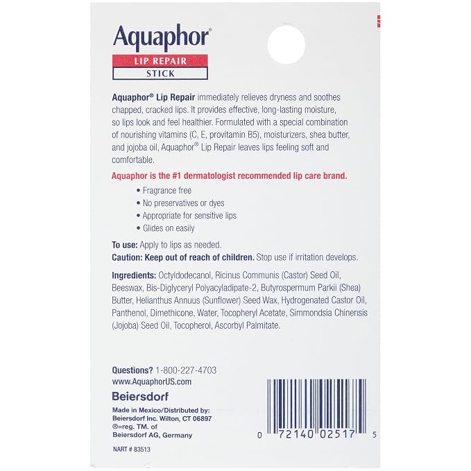 Aquaphor Lip Balm Set with Jojoba Oil and Shea Butter, Lip Repair Stick + - Image 8