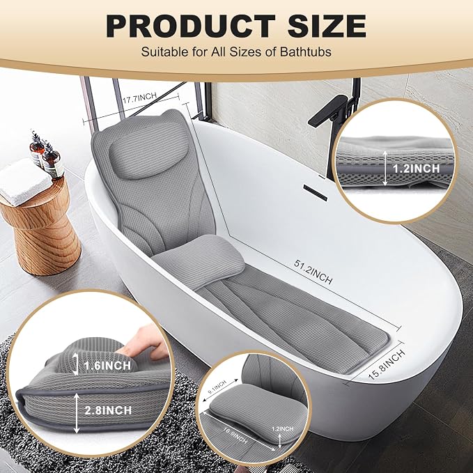 Extra Long Thick Full Body Bath Pillow - Image 6