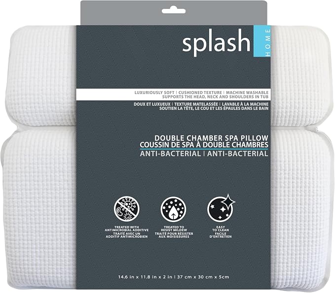 Splash Home Sooth Double Chamber Vinyl Spa Pillow, Machine Washable, 14.6" x - Image 3