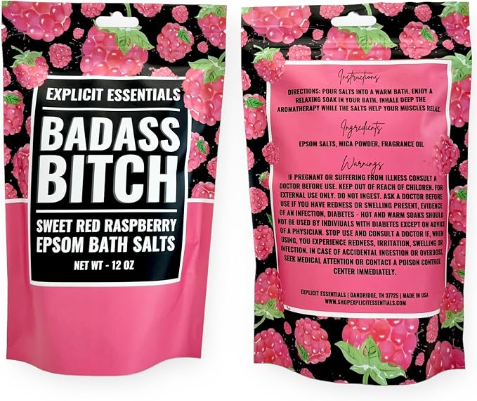 Explicit Essentials Bath Salts for Women, 12oz Raspberry Epsom Salts - Image 2