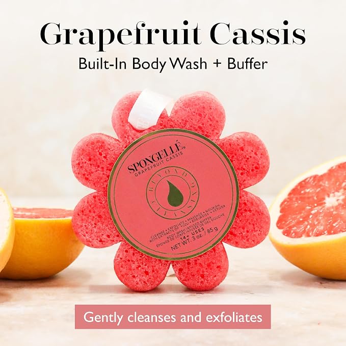 Spongellé Grapefruit Cassis Wild Flower Bath Sponge | Built-in Body Wash & Body - Image 2