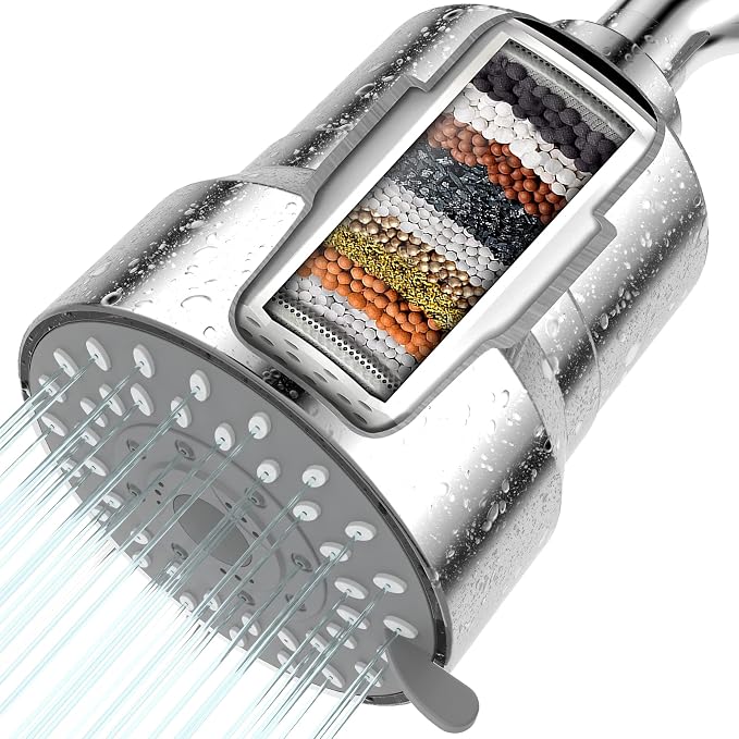 Filtered Shower Head, 2-in-1 Shower Head Filter-5 Modes High Pressure Output by Welcometobwdmhouse