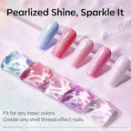 modelones Pearl Gel Nail Polish Top Coat, 2-in-one Clear Pearlescent Glitter - Image 3