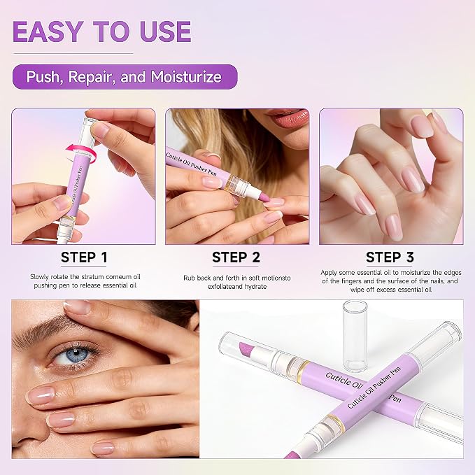2 Pcs 2-in-1 Cuticle Oil Pusher Pen - Image 4