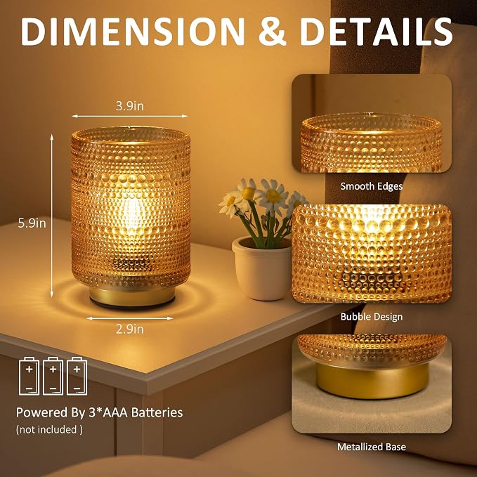 2 Pack Battery Operated Decorative Aesthetic Lamp - Image 6