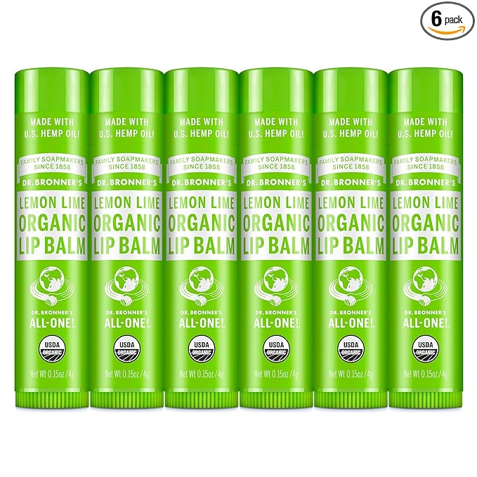 Dr. Bronner’s Organic Lip Balm 6-Pack Natural, Moisturizinging, Petroleum-Free by DrBronners