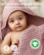 Yoofoss Hooded Baby Towels for Newborn 2 Pack 100% Muslin Organic Cotton Baby - Image 2